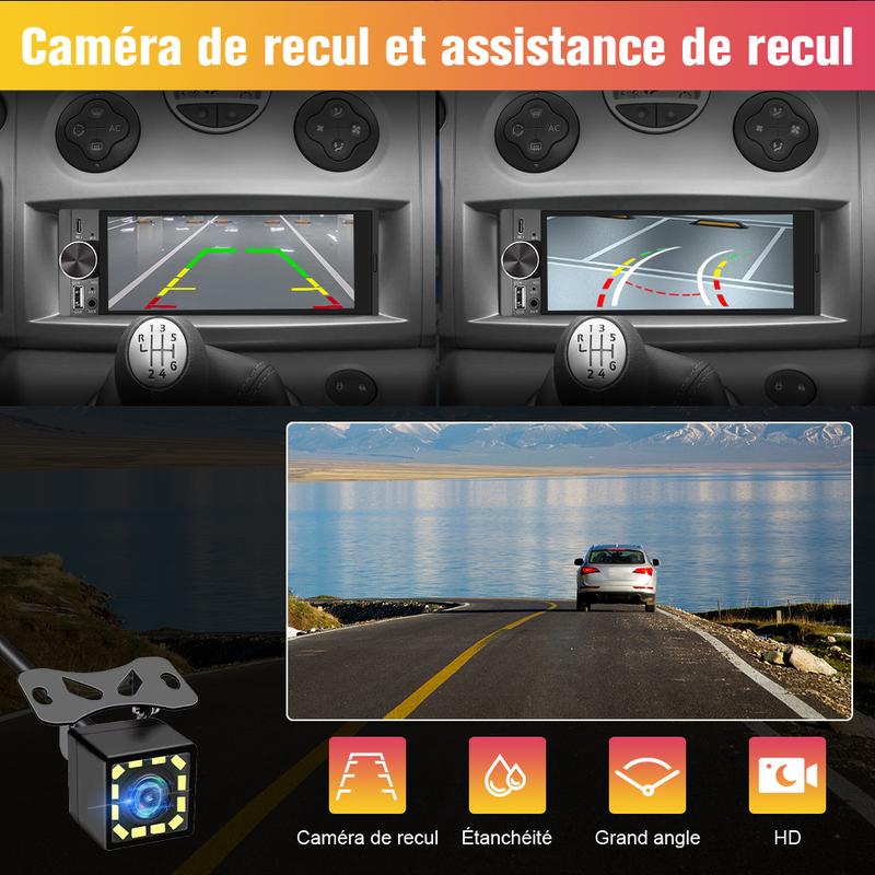 Écran tactile multimédia sans fil 6,36 pouces avec Bluetooth et commande vocale