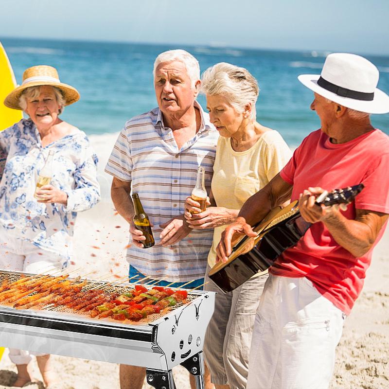 Barbecue à charbon pliable en acier inoxydable portable pour camping et jardin