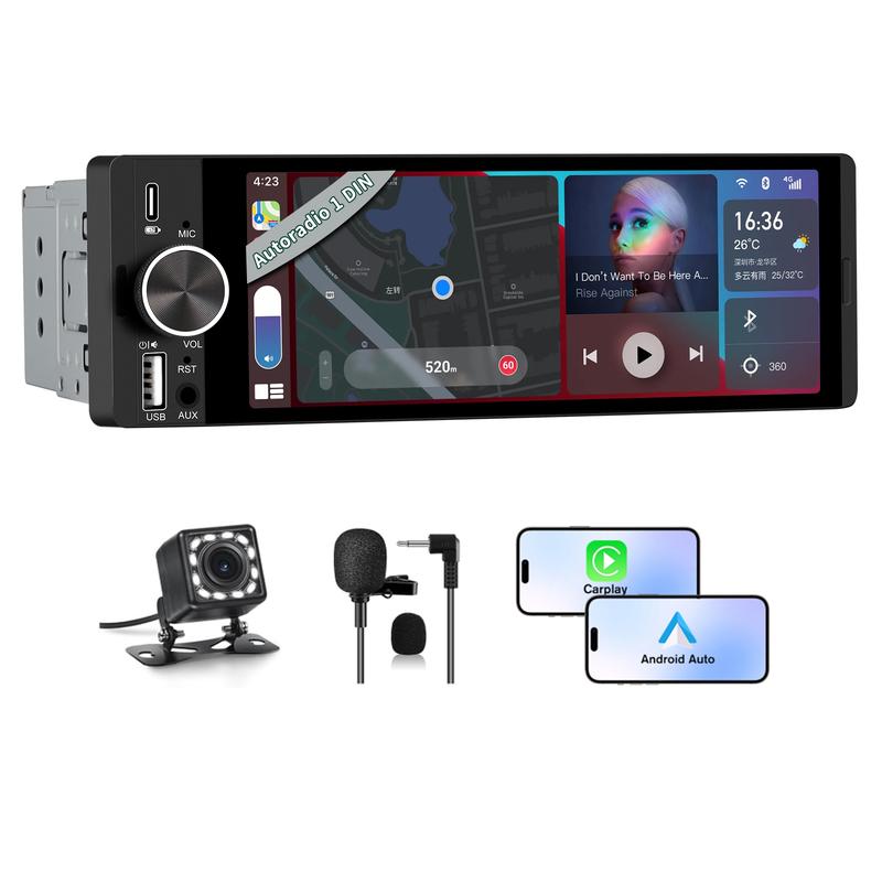 Écran tactile multimédia sans fil 6,36 pouces avec Bluetooth et commande vocale