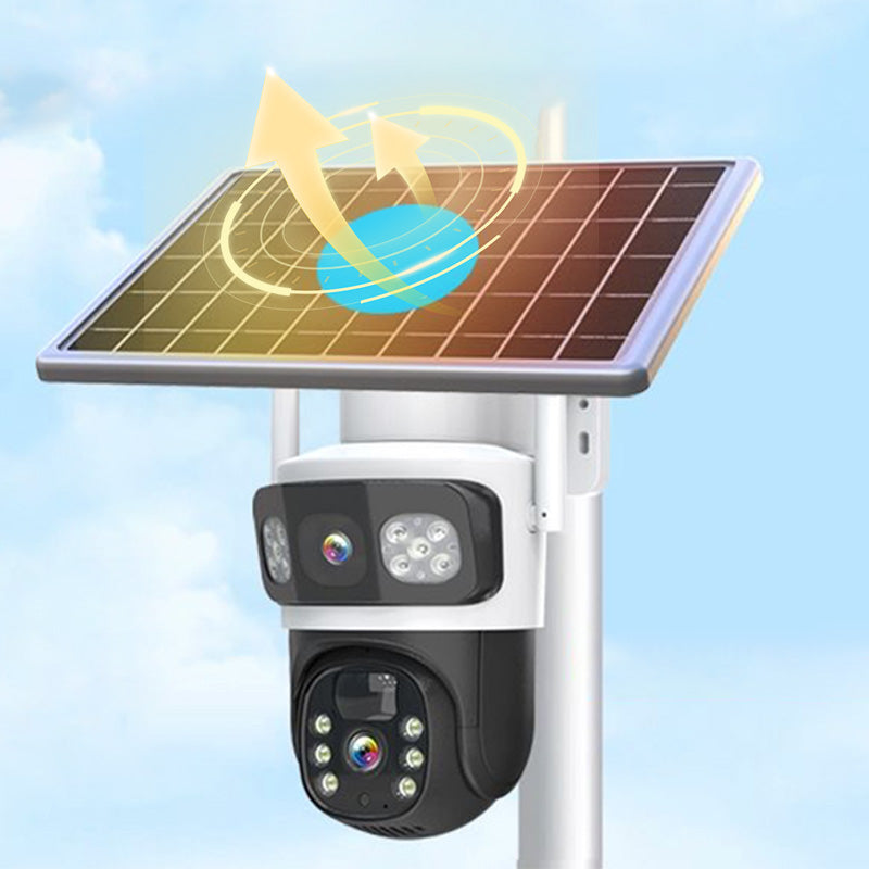 Caméra de sécurité extérieure solaire sans fil avec double objectif HD