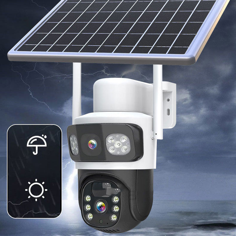 Caméra de sécurité extérieure solaire sans fil avec double objectif HD