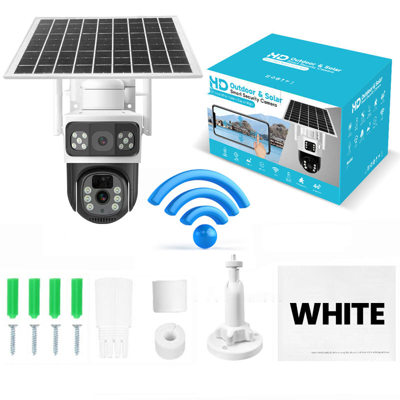 Caméra de sécurité extérieure solaire sans fil avec double objectif HD