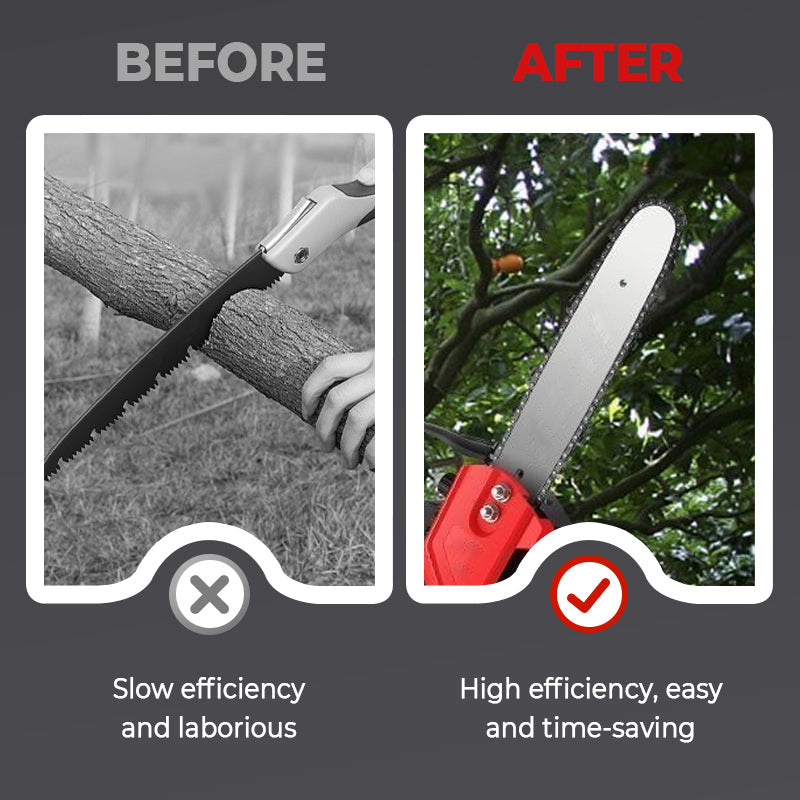 Tronçonneuse sans fil lithium-ion avec moteur puissant pour jardinage et coupe de bois