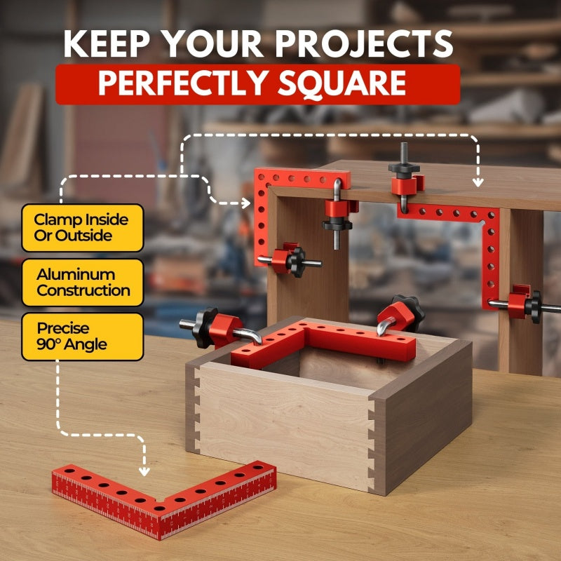 Kit équerres de positionnement 90° avec serre-joints pour menuiserie