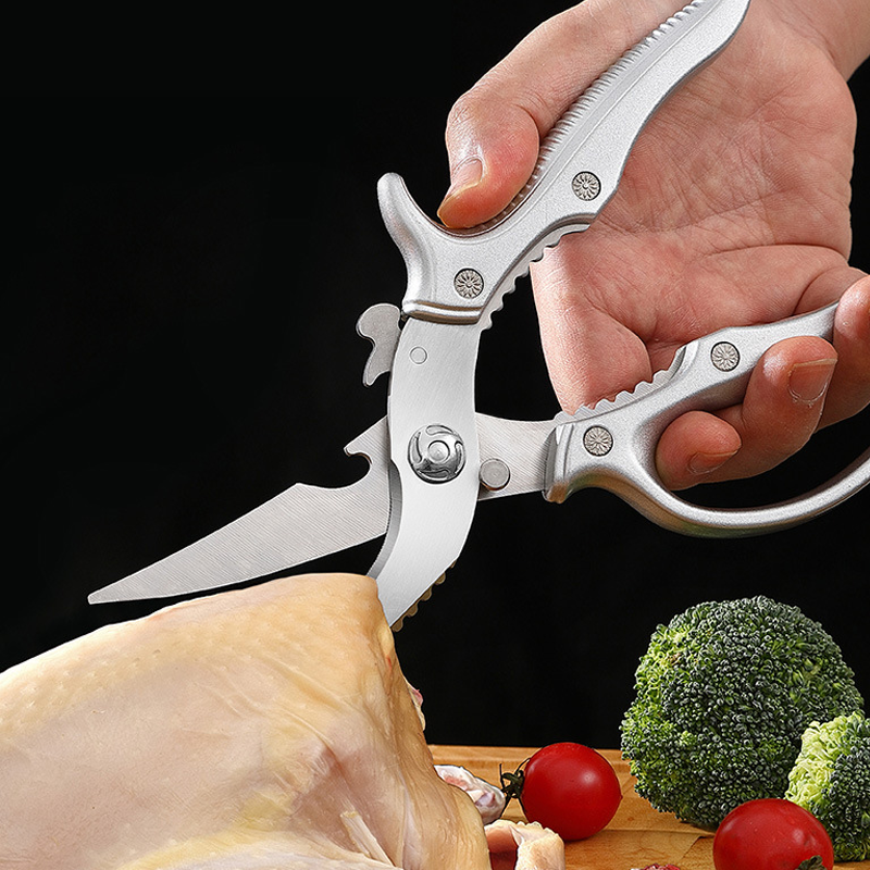 Ciseaux de cuisine multifonctions avec écailleur, casse-noix et ouvre-bouteille