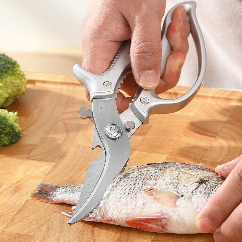 Ciseaux de cuisine multifonctions avec écailleur, casse-noix et ouvre-bouteille